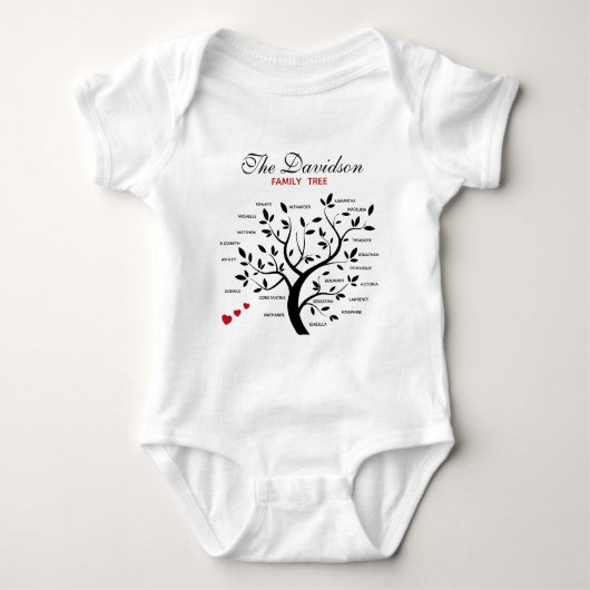 Gepersonaliseerde Big Family Tree (20 namen) Romper (Voorkant)