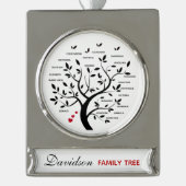 Gepersonaliseerde Big Family Tree (20 namen) Verzilverd Banner Ornament (Voorkant)