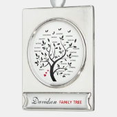 Gepersonaliseerde Big Family Tree (20 namen) Verzilverd Banner Ornament (Links)
