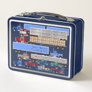 Gepersonaliseerde Big Rig Trucks Metalen Lunchbox