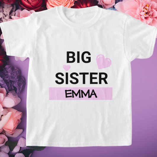Gepersonaliseerde Big Sister Love T-shirt