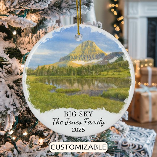 Gepersonaliseerde Big Sky Ornament, Montana Keramisch Ornament