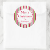 Gepersonaliseerde Big Snoep Stripe Kerst stickers (Tas)