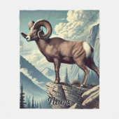 Gepersonaliseerde Bighorn Schaap op een Rocky Outc Fleece Deken (Voorkant)