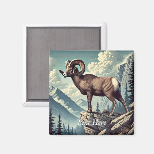 Gepersonaliseerde Bighorn Schaap op een Rocky Outc Magneet (Voorkant / Achterkant)
