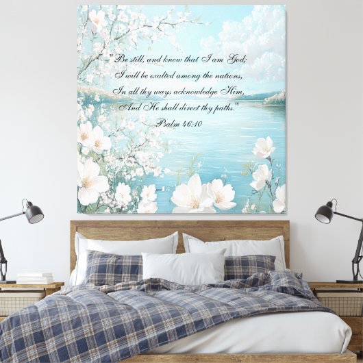 Gepersonaliseerde Bijbel Verse Bloemen Wall Art Canvas Afdruk (Insitu (Slaapkamer))