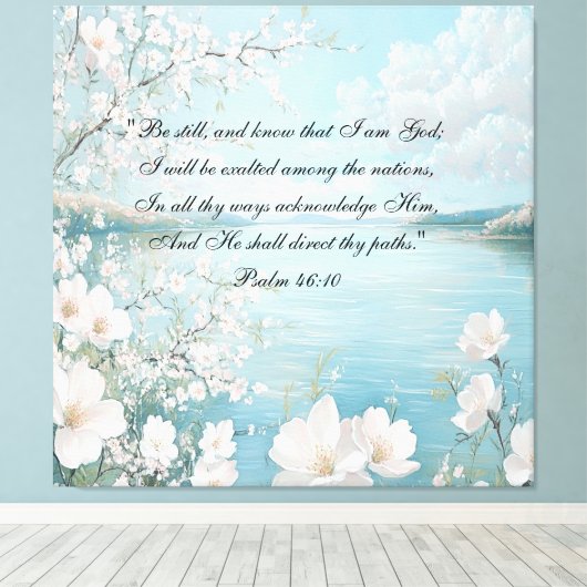 Gepersonaliseerde Bijbel Verse Bloemen Wall Art Canvas Afdruk (Insitu (Houten vloer))