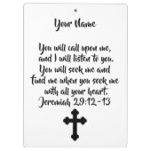 Gepersonaliseerde Bijbel Verse en Kruis Klembord (Achterkant)