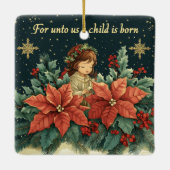 Gepersonaliseerde Bijbelse Geboorte Kind & Verse Keramisch Ornament (Achterkant)