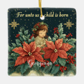 Gepersonaliseerde Bijbelse Geboorte Kind & Verse Keramisch Ornament (Voorkant)