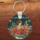 Gepersonaliseerde Bijbelse Geboorte Kind & Verse Sleutelhanger (Achterkant)