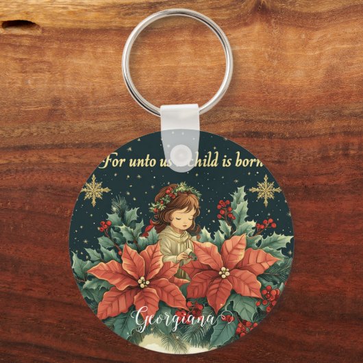 Gepersonaliseerde Bijbelse Geboorte Kind & Verse Sleutelhanger (Achterkant)