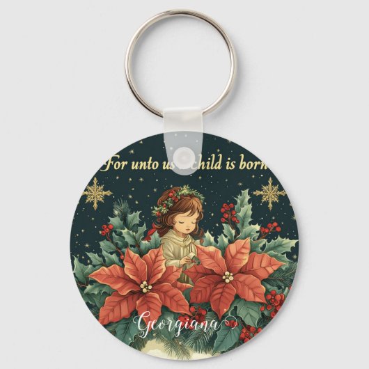 Gepersonaliseerde Bijbelse Geboorte Kind & Verse Sleutelhanger (Achterkant)