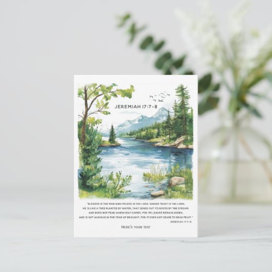 Gepersonaliseerde Bijbelvers Landschapsdruk Feestdagenkaart (Staand voorkant)