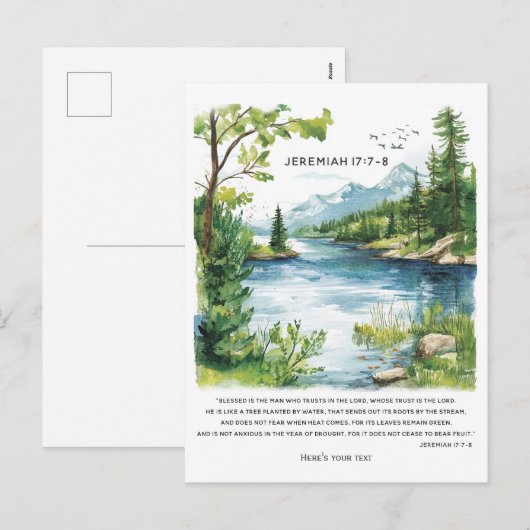 Gepersonaliseerde Bijbelvers Landschapsdruk Feestdagenkaart (Voorkant / Achterkant)