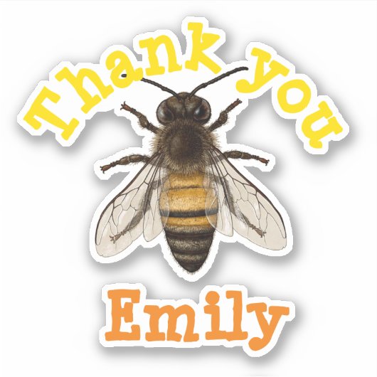 Gepersonaliseerde bijen Dank u Sticker (Voorkant)