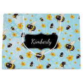 Gepersonaliseerde bijen en bloemen groot cadeauzakje (Voorkant)