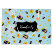 Gepersonaliseerde bijen en bloemen groot cadeauzakje (Achterkant)
