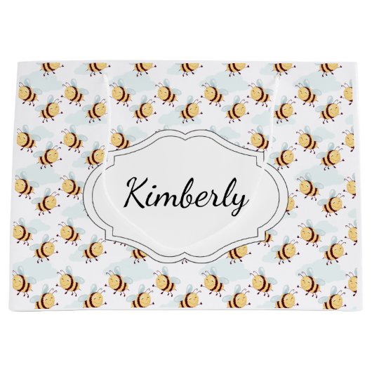 Gepersonaliseerde bijen groot cadeauzakje (Voorkant)