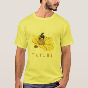 Gepersonaliseerde bijen op een gele bloem illustra t-shirt