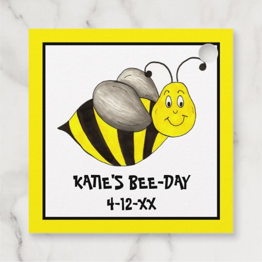 Gepersonaliseerde bijendag: Bumblebee Birthday Bedankjes Labels (Achterkant)