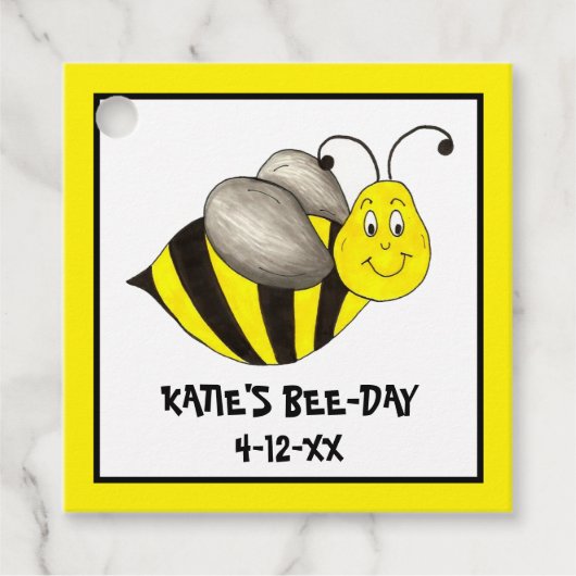 Gepersonaliseerde bijendag: Bumblebee Birthday Bedankjes Labels (Voorkant)