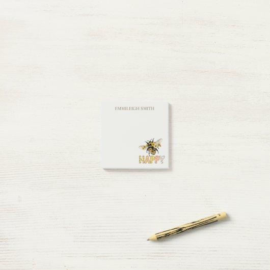 Gepersonaliseerde bijengelukkig post-it® notes (Op bureau)