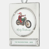 Gepersonaliseerde Biker in Santa Kostuum Kerstmis Verzilverd Banner Ornament (Links)