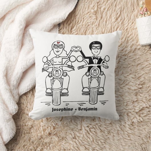 Gepersonaliseerde Biker Wedding Gift Throw Cushion Kussen (Deken)