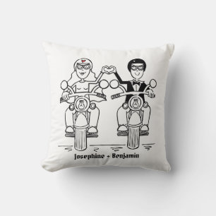 Gepersonaliseerde Biker Wedding Gift Throw Cushion Kussen