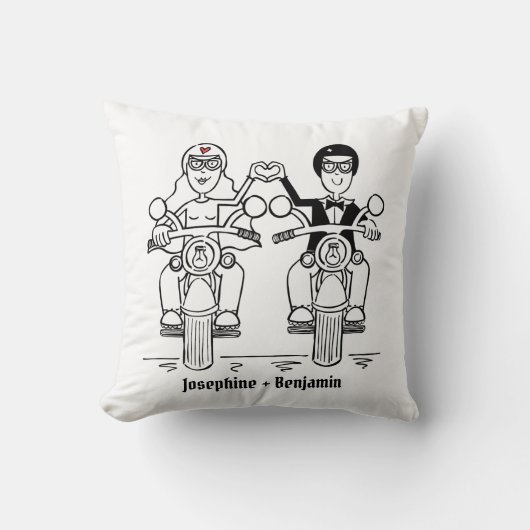 Gepersonaliseerde Biker Wedding Gift Throw Cushion Kussen (Voorkant)
