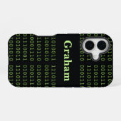 Gepersonaliseerde binaire code iPhone 16 hoesje (Achterkant horizontaal)