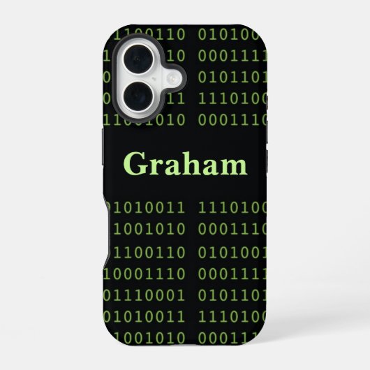 Gepersonaliseerde binaire code iPhone 16 hoesje (Achterkant)