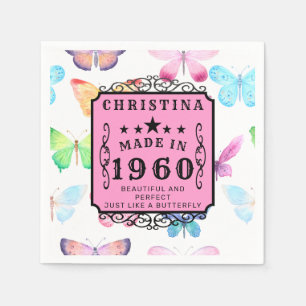 Gepersonaliseerde Birthday 1960 Butterfly Add Jouw Servet