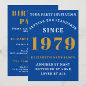 Gepersonaliseerde Birthday 1979 Easy Edit Blue Kaart (Voorkant / Achterkant)