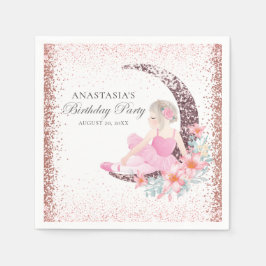 Gepersonaliseerde Birthday Ballerina Moon Glitter Servet