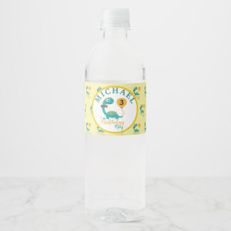 Gepersonaliseerde Birthday Boy Dinosaur Waterfles Etiket