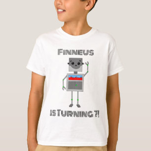 Gepersonaliseerde Birthday Boy Robot die dacht T-shirt