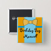 Gepersonaliseerde Birthday Boy Suspenders en Bow s Vierkante Button 5,1 Cm (Voorkant /achterkant)
