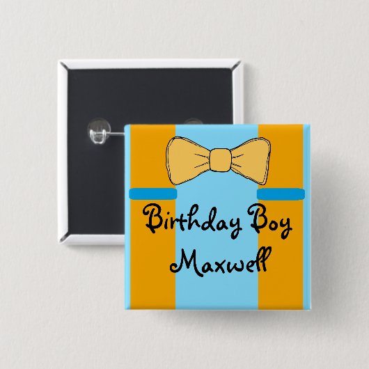 Gepersonaliseerde Birthday Boy Suspenders en Bow s Vierkante Button 5,1 Cm (Voorkant /achterkant)