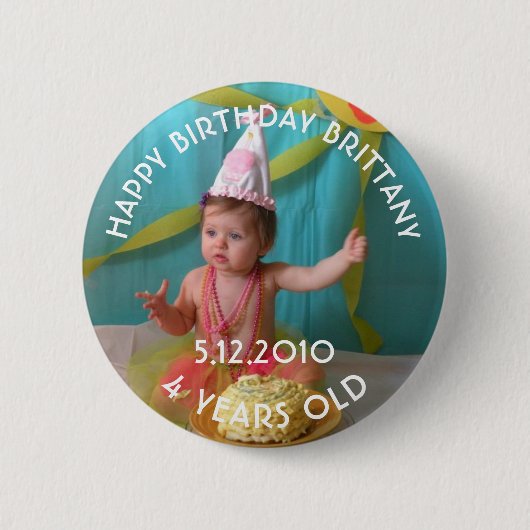 Gepersonaliseerde Birthday Girl Button (Voorkant)
