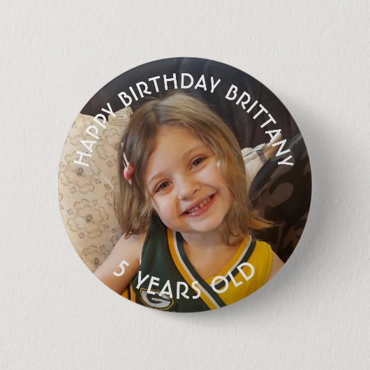 Gepersonaliseerde Birthday Girl Button (Voorkant)