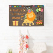GEPERSONALISEERDE BIRTHDAY NAME Cute LION THEMELFO Spandoek (Insitu)