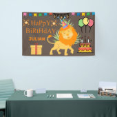 GEPERSONALISEERDE BIRTHDAY NAME Cute LION THEMELFO Spandoek (Beurs)
