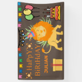 GEPERSONALISEERDE BIRTHDAY NAME Cute LION THEMELFO Spandoek (Verticaal)