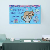 GEPERSONALISEERDE BIRTHDAY NAME CutE SLOTH Spandoek (Beurs)