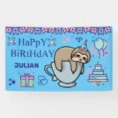 GEPERSONALISEERDE BIRTHDAY NAME CutE SLOTH Spandoek (Horizontaal)