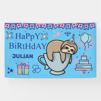 GEPERSONALISEERDE BIRTHDAY NAME CutE SLOTH Spandoek