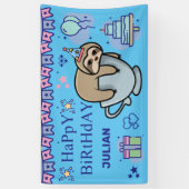 GEPERSONALISEERDE BIRTHDAY NAME CutE SLOTH Spandoek (Verticaal)