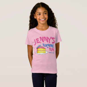 Gepersonaliseerde 'Birthday Party Favor Pink Cake  T-shirt